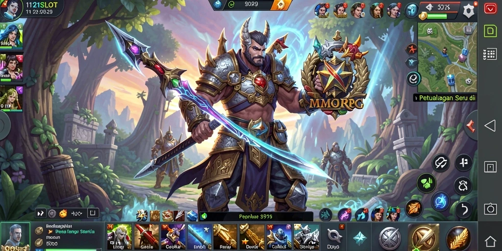 Screenshot utama 1121SLOT menampilkan aksi gameplay MMORPG yang mendebarkan.