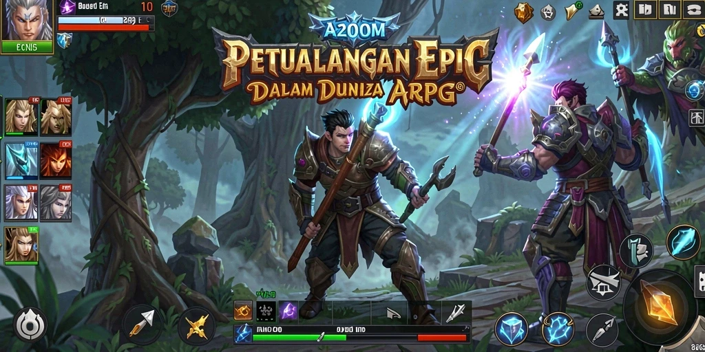 Tangkapan layar utama A200M menampilkan aksi pertempuran mendebarkan di dunia ARPG.