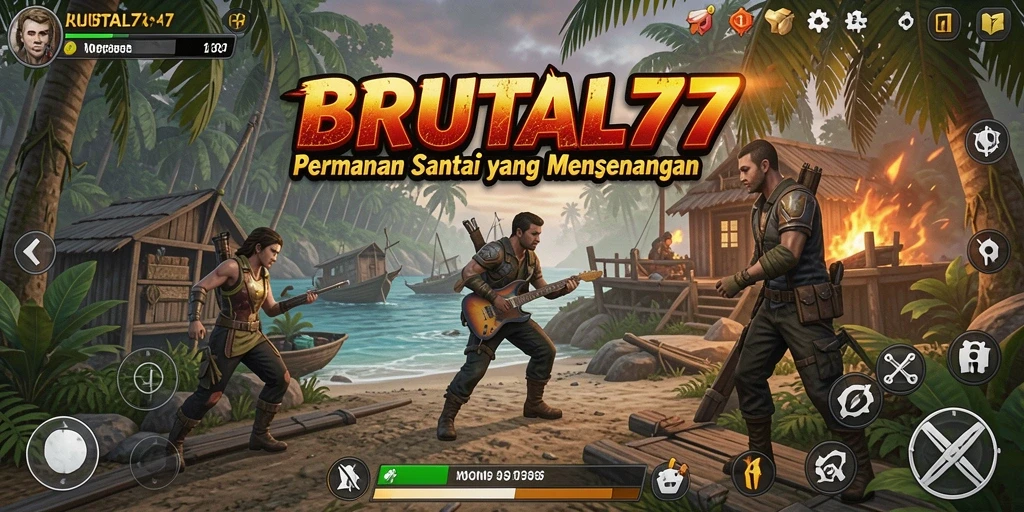 Tampilan gameplay BRUTAL77 yang seru dan penuh warna.