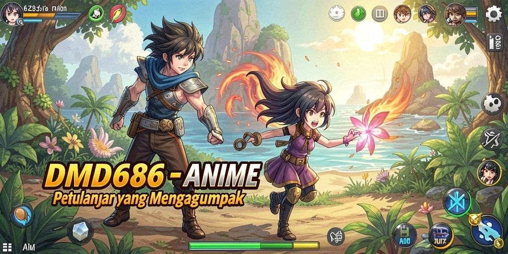 Screenshot gameplay DMD686 dengan karakter anime yang menarik.
