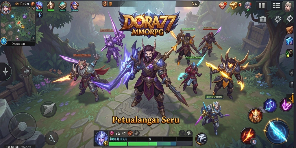 Screenshot gameplay DORA77 menunjukkan aksi seru dalam pertempuran MMORPG.