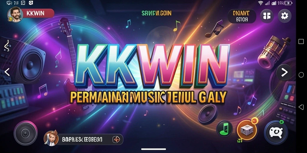 Tampilan gameplay KKWIN yang seru dan penuh warna saat bermain musik.