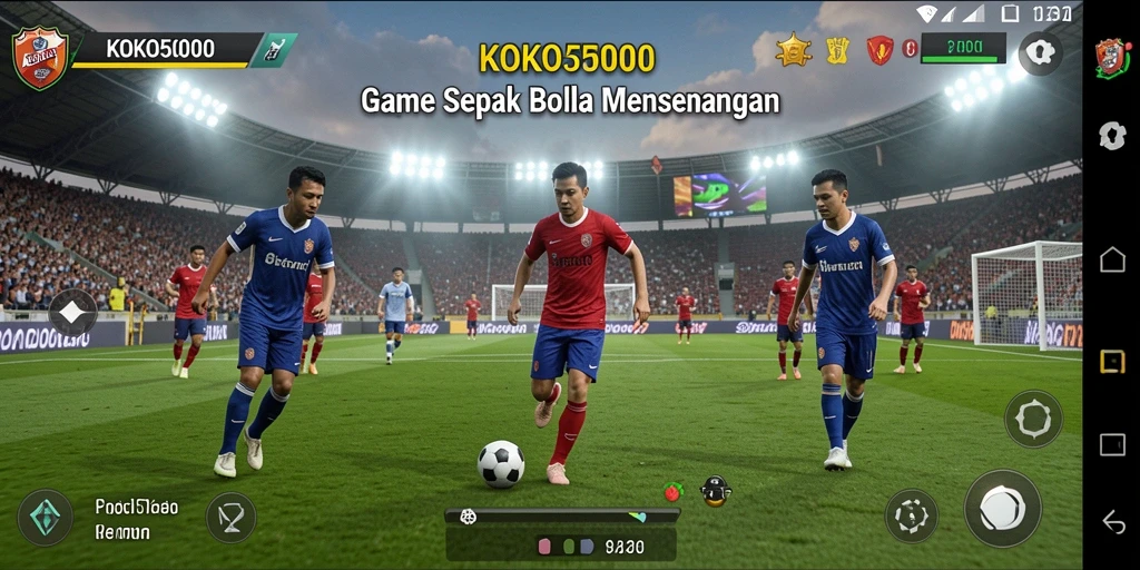 Tampilan gameplay KOKO5000 yang mengasyikkan dalam pertandingan sepak bola.