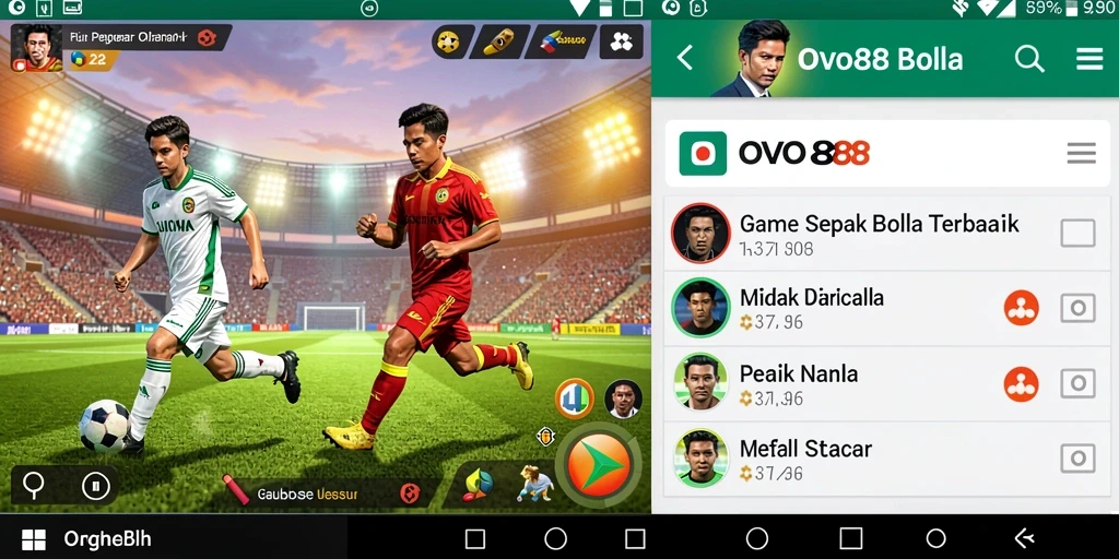 Tampilan gameplay OVO88 dengan aksi sepak bola yang intens.