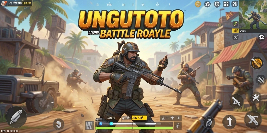 Screenshot gameplay UNGUTOTO menampilkan pertarungan seru di arena Battle Royale.