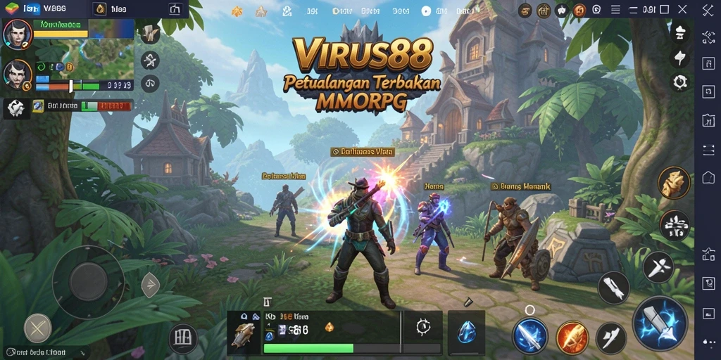 Screenshot gameplay dari VIRUS88 yang menunjukkan aksi pertarungan seru.