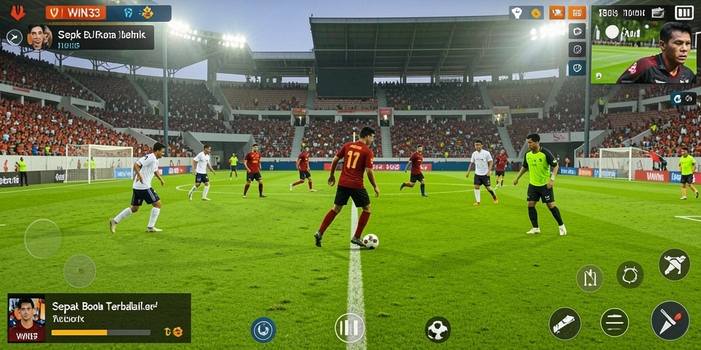 Screenshot WIN33 menampilkan aksi sepak bola yang mendebarkan.